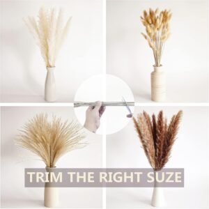 100 PCS Small Boho Pampas Grass, 17" Naturally Dried Pompas, Pampas Grass Decor for Wedding , Boho Party Decorations, Table Decor（Brown and White） - Image 6