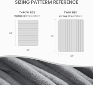 Cozy Bliss Faux Fur Throw Blanket for Couch, Cozy Warm Plush Striped Blanket for Sofa Bedroom Living Room,50 * 60 Inches Grey - Image 9