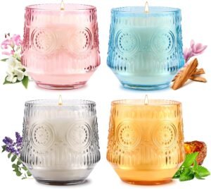 4 Pack Scented Candles for Home | Candle Set Gifts, Soy Candles for Home Scented, Candle Gifts for Women - Luxury Candles Set | Jasmine Lily,Lavender Eucalyptus,Sandalwood,Patchouli