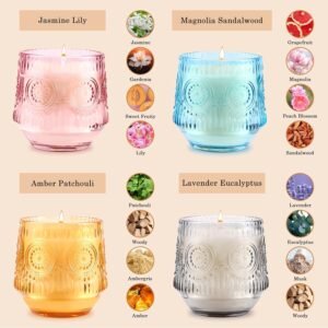 4 Pack Scented Candles for Home | Candle Set Gifts, Soy Candles for Home Scented, Candle Gifts for Women - Luxury Candles Set | Jasmine Lily,Lavender Eucalyptus,Sandalwood,Patchouli - Image 2