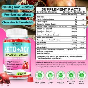 Apple Cider Vinegar Gummies, Advanced Keto ACV Gummies, ACV for Detox, Cleanse, Metabolism & Digestion, Keto Support, Formulated with Green Tea, B6 & B12, Probiotics, 120 Counts - Image 2