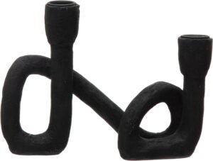 Bloomingville Decorative Resin Double Taper Candle Holder, Black