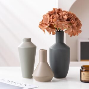 Ceramic Vase Set of 3, Modern Decorative Flower Rustic Farmhouse Decor Vase for Home Decor Bouquet Pampas Grass Dried Fresh Flowers, Living Room, Kitchen, Bedroom, Bathroom and Shelf - Image 2