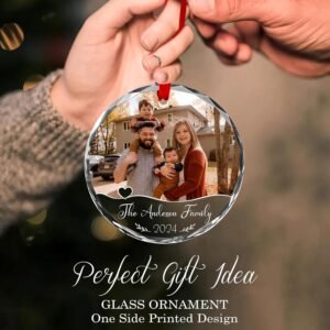 Custom Family Glass Ornament 2025 - Personalized Christmas, Mothers Day, Fathers Day Ornament with Custom Name, Photo, Date - Perfect Keepsake Gift for Family, Dad, Mom, Him, Her, Couple - Image 2