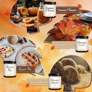 Fall Candle Set | 4 Pack Scented Candles for Home - Candle Gifts for Women Men, Soy Candles Home Scented | Autumn Fragrance of - Apple Pie/Cinnamon/Harvest/Wreath - Image 2