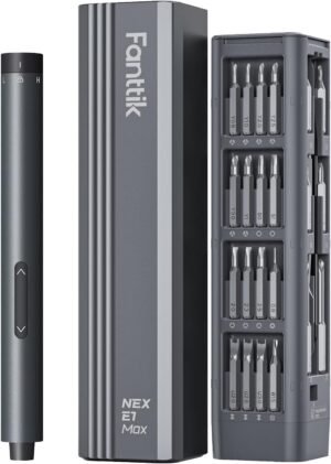 Fanttik E1 Max 3.7V Electric Screwdriver, Mini Precision Screwdriver Set, 50 Magnetic Bits, Magnetic Storage, 5/32‘’Hex, Repair Tool Kit for Electronics Phone Camera Laptop Watch (Grey)
