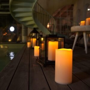 Homemory 8" x 4" Large Waterproof Outdoor Flameless Candles with Remote Control and Timer, Battery Operated Flickering LED Pillar Candles for Indoor Outdoor Lanterns, Porch, Long Lasting, Set of 2 - Image 2