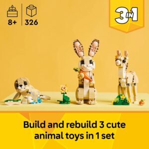 LEGO Creator 3 in 1 Cute Bunny Toy - Building Toy Set with 3 Build Options, Bunny, Seal, or Llama - Birthday Gift & Craft - Animal Figures for Kids, Girls and Boys, Ages 8+ - 31162 - Image 2