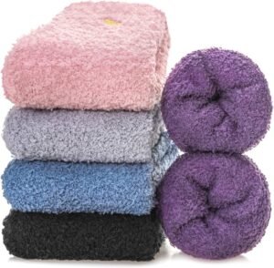 MQELONG Womens Super Soft Fuzzy Cozy Home Sleeping Socks Microfiber Winter Warm Slipper Socks - Image 2