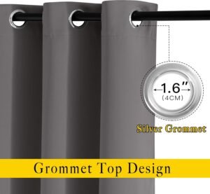 NICETOWN Gray Blackout Curtains for Bedroom 84 inches Long - Thermal Drapes Grommet Room Darkening Curtains Noise Reducing Window Treatments for Living Room (2 Panels, W52 x L84, Grey) - Image 2