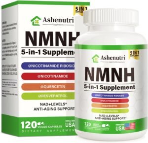 NMNH (Dihydronicotinamide Mononucleotide), NMN Alternative Supplement w/Niacinamide (Vitamin B3), Quercetin, Trans-Resveratrol, Support NAD+, Skin Cell Health*, Anti-Aging & Energy, 120 Caps