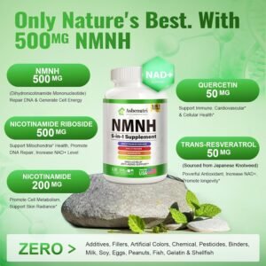 NMNH (Dihydronicotinamide Mononucleotide), NMN Alternative Supplement w/Niacinamide (Vitamin B3), Quercetin, Trans-Resveratrol, Support NAD+, Skin Cell Health*, Anti-Aging & Energy, 120 Caps - Image 2