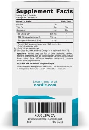 Nordic Naturals Omega-3, Lemon Flavor - 90 Soft Gels - 690 mg Omega-3 - Fish Oil - EPA & DHA - Immune Support, Brain & Heart Health, Optimal Wellness - Non-GMO - 45 Servings - Image 2