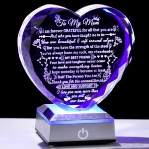 Ornalrist Gifts for Mom from Son, Daughter - to My Mom Crystal Heart Keepsake with Colorful Base - Unique Mother's Day, Birthday Gifts for Mom
