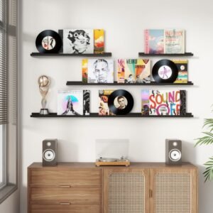 Picture Ledge Shelf, Floating Shelves Set of 2, 48 Inches Long Large Nursery Book Shelves for Toys Storage, Kids Bookshelf Wall Mounted for Living Room Bedroom Decor Books Photo Frames, Black - Image 2