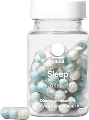 Ritual Sleep BioSeries™ Melatonin: Sleep Aid for Adults, Sleep Supplement with Time Released Capsules, Drug Free Sleep Vitamins for Adults for All Night Sleep Support, 20 Capsules