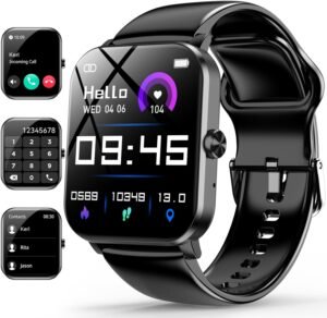 Smart Watch, 1.85" Smartwatch for Men Women (Answer/Make Call), Heart Rate, Sleep Monitor, Pedometer, 120+ Sport Modes Activity Tracker, IP68 Waterproof Fitness Watch for Android iOS (Black)