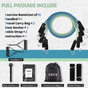 VEICK Resistance Bands, Exercise Bands, Workout Bands, Resistance Bands for Working Out with Handles for Men and Women, Exercising Bands for Fitness Weights Work Out at Home - Image 2
