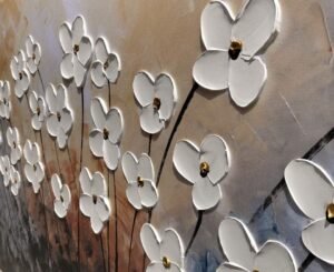 Yihui Arts Flower Canvas Wall Art with 3D Hand Painted Textured Modern Large Oil Painting Contemprary Aesthetic Floral Pictures for Living Room Bedroom DinningDecor - Image 3