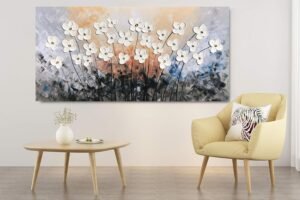 Yihui Arts Flower Canvas Wall Art with 3D Hand Painted Textured Modern Large Oil Painting Contemprary Aesthetic Floral Pictures for Living Room Bedroom DinningDecor - Image 4