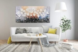 Yihui Arts Flower Canvas Wall Art with 3D Hand Painted Textured Modern Large Oil Painting Contemprary Aesthetic Floral Pictures for Living Room Bedroom DinningDecor - Image 5