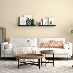 Floating Shelves Wall Mounted Set of 2, Modern Black Wall Shelves for Storage with Lip, Display Picture Ledge Shelf for Wall Decor Bedroom Living Room Bathroom Kitchen - Image 5