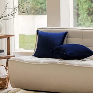 JIAHANNHA Velvet Navy Blue Throw Pillow Covers 18x18 Inches Pack of 2 Soft Decorative Square Cushion Covers for Couch Sofa Bed Livingroom Car,45x45Cm - Image 6