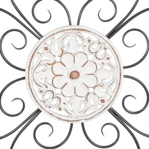 Deco 79 Wooden Scroll Home Wall Decor Carved Beading Wall Sculpture with Metal Accents, Wall Art 27\" x 1\" x 27\", Brown - Image 4