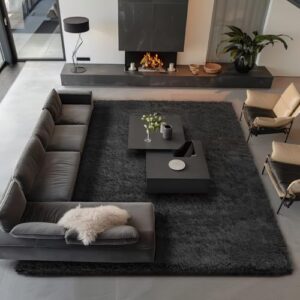 Ophanie Area Rugs 9x12 Living Room, Large Black Bedroom Carpet, Big Shag Indoor Thick Soft Nursery Rug, Fluffy Carpets for Boy and Girls Room Dorm Home Decor Aesthetic - Image 3
