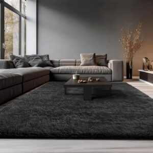 Ophanie Area Rugs 9x12 Living Room, Large Black Bedroom Carpet, Big Shag Indoor Thick Soft Nursery Rug, Fluffy Carpets for Boy and Girls Room Dorm Home Decor Aesthetic - Image 5
