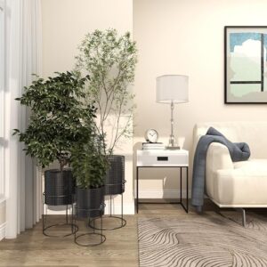 CosmoLiving by Cosmopolitan Metal Indoor Outdoor Planter Geometric Cutout Large Planter Pot with Circular Removeable Stands, Set of 3 Planters 23\", 19\", 15\"H, Black - Image 8