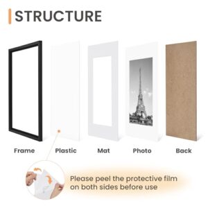 upsimples 11x14 Picture Frame Set of 5, Display Pictures 8x10 with Mat or 11x14 Without Mat, Wall Gallery Photo Frames, Black - Image 3