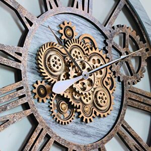 The Gears Clock 36\'\' Inch Real Moving Gear Wall Clock Vintage Industrial Oversized Rustic Farmhouse (Silver Grey) - Image 3