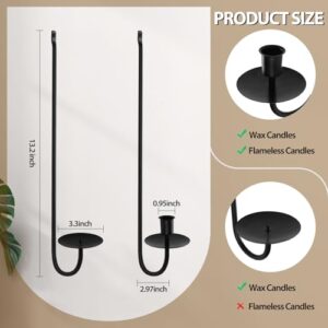Candle Sconces Set of 2, XAROO Taper & Pillar Wall Candle Holder, Black Wall Sconces Set of Two, Decor for Entryway, Stair Corner, Living Room - Image 3