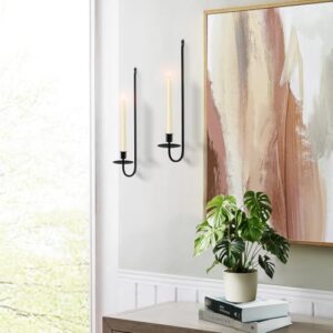 Candle Sconces Set of 2, XAROO Taper & Pillar Wall Candle Holder, Black Wall Sconces Set of Two, Decor for Entryway, Stair Corner, Living Room - Image 5