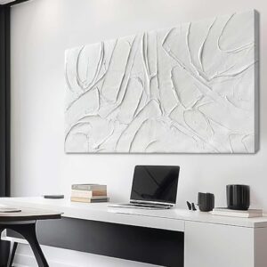 XIANSHOU Home Decor White Abstract Wall Decor Maximalist Artwork Textured Canvas Wall Art Pictures for Living Room Bedroom Home Office Decor 24\"x48\" - Image 6