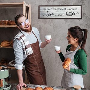 Jetec The Secret Ingredient Is Always Love and Butter Sign Funny Wood Kitchen Sign Funny Farmhouse Wall Decor Rustic Kitchen Wall Decoration, 15.7 x 4.7 Inch(White) - Image 3