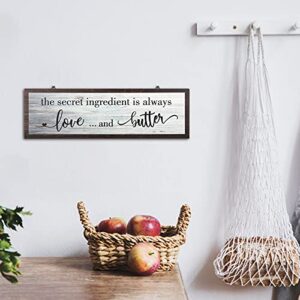 Jetec The Secret Ingredient Is Always Love and Butter Sign Funny Wood Kitchen Sign Funny Farmhouse Wall Decor Rustic Kitchen Wall Decoration, 15.7 x 4.7 Inch(White) - Image 4