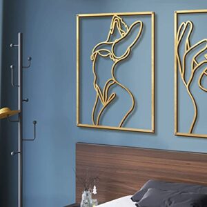 Glamativity 4 Pack Gold Wall Art Décor, Minimalist Décor Single Line Art Wall Décor, Real Metal Wall Art, Woman\'s Body Shape Abstract Wall Art (Gold Classic Style, M Size 17 x 11.8\'\') - Image 9