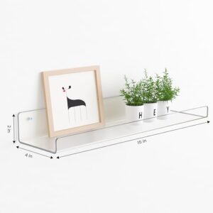 upsimples 6 Pack Acrylic Shelves for Wall Storage, 15\" x 4“ Floating Bookshelves for Kids, Display Shelf Organizer for Bathroom, Bedroom, Living Room, Kitchen, Room Decor, Clear - Image 3