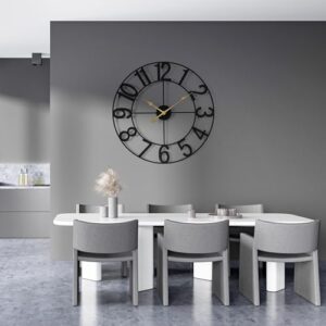 Sorbus Large Wall Clock for Living Room Decor – Easy to Hang 24-Inch Big Wall Clock – Metal Wall Art for Kitchen, Bedroom, Home, Office – Analog Decorative Wall Clock (Black) - Image 3