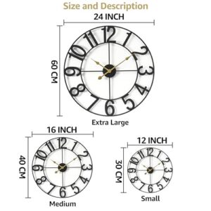 Sorbus Large Wall Clock for Living Room Decor – Easy to Hang 24-Inch Big Wall Clock – Metal Wall Art for Kitchen, Bedroom, Home, Office – Analog Decorative Wall Clock (Black) - Image 8