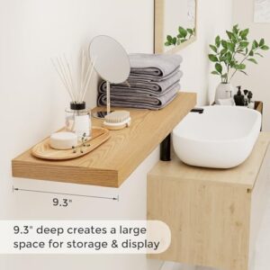 9.3 Inch Deep Floating Shelves, Oak Floating Shelf 36\" x 9.3\", Rustic Wood Wall Shelves 36 Inch Long, Large Wall Shelves for Book, Living Room, Bedroom, 36\"W x 9.3\"D x 1.5\"H, Oak Color, Set of 2 - Image 4