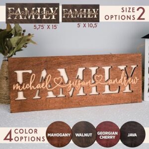 Lara Laser Works Personalized 3D Family Sign w/Names - 4 Wooden Colors, 2 Sizes - Decorative Wall Decor, Custom Wood Sign, Customized Gifts - Image 3