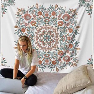 LANG XUAN Mandala Tapestry Wall Hanging Flower Psychedelic Tapestry Wall Hanging Decor for Living Room Bedroom Bohemian Plant Print (Green, 51.18\" x 59.06\") - Image 4