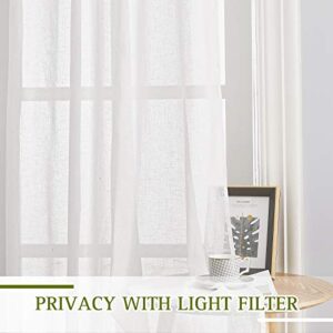 NICETOWN White Sheer Linen Curtains for Living Room 84 inch Length 2 Panels Set, Grommet Semitransparent Balance Privacy & Light Vertical Flax Sheer Drapes for Bedroom, W52 x L84 - Image 3