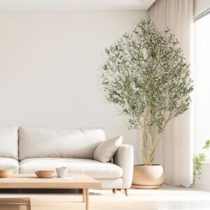 Realead Artificial Olive Tree 8ft - Large Faux Olive Tree with Realistic Leaves and Olives - Full and Grand Design Fake Olive Tree with Sturdy Base for Indoor Outdoor Office Decor - Image 3