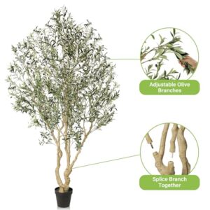 Realead Artificial Olive Tree 8ft - Large Faux Olive Tree with Realistic Leaves and Olives - Full and Grand Design Fake Olive Tree with Sturdy Base for Indoor Outdoor Office Decor - Image 8