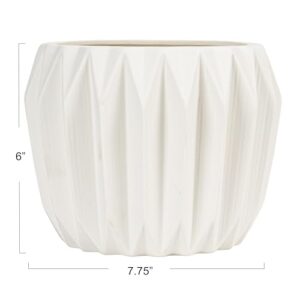 Bloomingville Round Stoneware Fluted Planter, Matte White 8 Inch x 6 Inch - Image 3