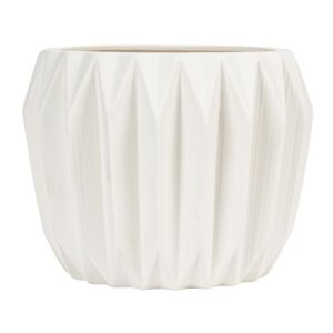 Bloomingville Round Stoneware Fluted Planter, Matte White 8 Inch x 6 Inch - Image 6